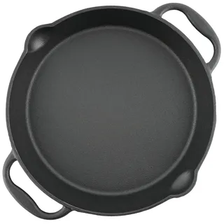 BBQ-Toro Gusseisen Grillpfanne Ø 20 cm | Gusspfanne mit zwei Griffe und zwei Ausgießer | Servierpfanne aus Gusseisen | Pfanne für Gasgrill, im offenen Feuer, Elektro-Herd | Grillzubehör