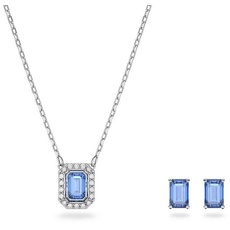 Bild Millenia Set, Blaue und Rhodinierte Halskette und Ohrringe mit Strahlenden Swarovski Kristallen