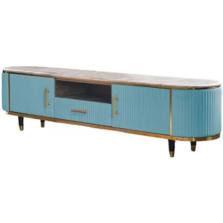 KAWOLA Maria Lowboard 200x45x40 cm Hellblau/Edelstahl