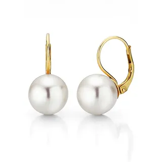 Paar Ohrhänger FIRETTI "Schmuck Geschenk Gold 375 Ohrschmuck Patentbrisur Perle" Gr. 8, gold (gelbgoldfarben, weiß), Ohrringe, Damen, 8, Gelbgold 375 Perlen, Gelbgold 375, Perlen, Paar Ohrhänger, Made in Germany - mit Süßwasserzuchtperle
