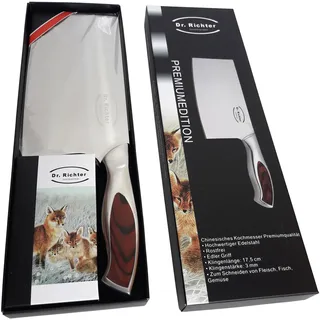 Dr. Richter Chinesisches Kochmesser - Qualitätsprodukt (Klingenlänge: 17,5 cm, Edelstahl)