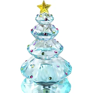 HDCRYSTALGIFTS Kristall-Weihnachtsbaum-Figur Glas Briefbeschwerer Tischornament Weihnachtsfeiertag Kreatives Geschenk (Blau)