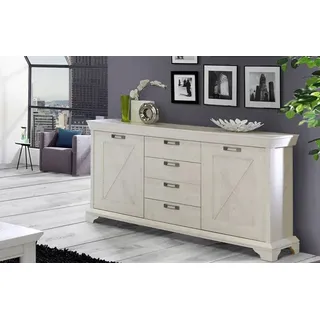 Sideboard "Kashmir" Kommode 178cm pinie weiß Landhaus-Stil - Weiß