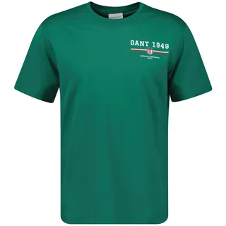 T-Shirt GANT "GRAPHIC SS T-SHIRT", Herren, Gr. M, grün (deep grün), Jersey, Obermaterial: 100% Baumwolle, regular fit, Rundhals, Shirts T-Shirt, Print, Rundhals
