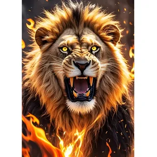 QINRUBB DIY Wütender Löwe Diamant Painting Bilder Anfänger, 5D König der Tiere Diamond Painting Erwachsene, Runder Vollbohrer König der Steppe Diamant Kunst Kits Kreuzstich Home Wand Dekor 30x40 cm