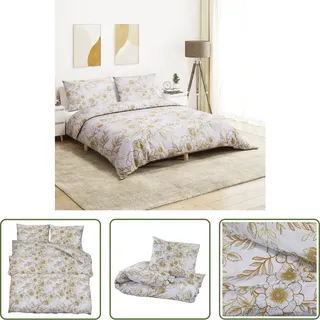 The Living Store Bettwäsche-Set Weiß und Braun 240x220 cm Baumwolle - Weiß