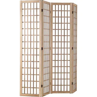 Raumteiler Japanischer Wandteiler 4-teilig zur Raumtrennung (Natur) - Beige