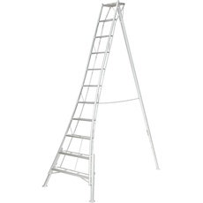 Leiter aus Aluminium für den Garten – Höhenverstellbare Gartenleiter mit 11 Sprossen – Stehleiter - 3-Holm Obstbaumleiter für einen sicheren Stand – Höhe: max. 297-337 cm