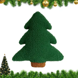Scinzene Weihnachtskissen 30cm Tannenbaum Kissen Dekokissen Weihnachten – Weiches Plüsch Kissen Tannenbaum für Sofa Bett Wohnzimmer – Kuscheliges Weihnachtsdeko für Winter und Feiertage