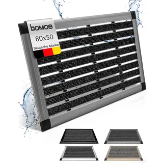 bomoe Fußmatte Aussenbereich Alu Fußabtreter Haustür Schuhabstreifer | 50x80 cm Blau-Grau Eingangsmatte Fußabstreifer Schuhabtreter Außen AluGant