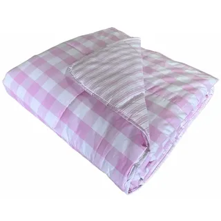 Catherine Lansfield Check and Stripe Tagesdecke, 240 x 220 cm, Rosa