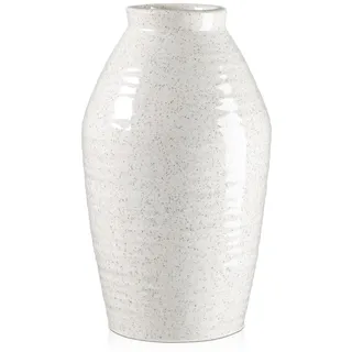 Arborus Keramik Vase 27 cm Dekovase Weiß Blumenvase Pflanzenvase Ästhetik Vase für Pampasgras Blumen Pflanzen Tisch Zimmer Wohn Bad Innen Außen Deko