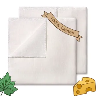ecooe Passiertuch 100% Leinen 50 * 50cm Reißfeste Filter Cloth für Nussmilch Käseherstellung Saft und Suppe, Waschmaschinenfest (2 Stück)