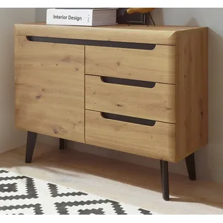 Kommode "Ronson" in Artisan Eiche und schwarz skandinavisch 107 x 83 cm - Braun, Naturbelassen, Schwarz