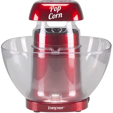 BEPER 90.607 Heißluft-Popcornmaschine - Popcornmaschine mit abnehmbarer Schale für Popcorn ohne Öl, rot