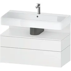 Duravit Qatego Waschtischunterbau, 1 Auszug und 1 Schublade, 990x470x590mm, Nische Weiß Matt, QA4395018, Farbe: Weiß Matt/mit Nischenbeleuchtung