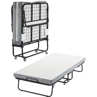 VEVOR Rollbett Klappbett mit 10 cm Matratze, faltbares Einzelbett mit Memory Foam-Matratze (190 x 98 cm), 204,1 kg belastbares Gästebett für Erwachsene, Metallbett für Schlafzimmer Wohnzimmer