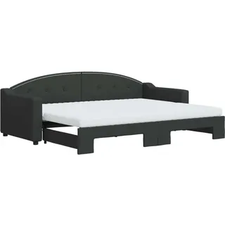 vidaXL Tagesbett Ausziehbar mit Matratzen Schwarz 80x200 cm Stoff - Schwarz