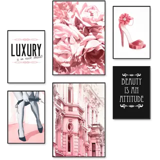 Artland Poster »Lebensstil Beauty« Frau 6 Stk. tlg. Bilder Set, 6tlg. 4xDIN A4 / 2xDIN A3, ohne Rahmen, pink