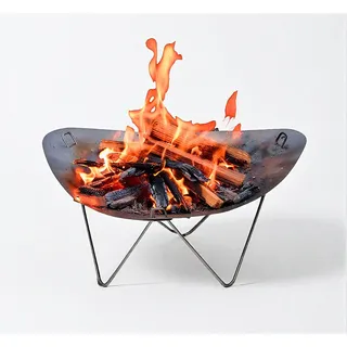 Tragbare Feuerstelle aus Edelstahl - faltbare Tisch-BBQ-Feuerschale leicht mit Tragetasche - für Camping, Terrasse, Garten & Lagerfeuer im Freien, Seitenlänge 48cm