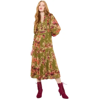 Joe Browns Damen Vintage Roses Midi Dress Kleid, grün, 42