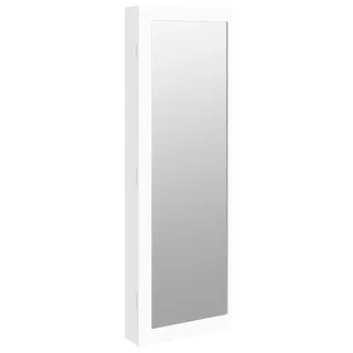 vidaXL Schmuckschrank mit Spiegel Wandmontage Weiß 37,5x10x106 cm - Weiß