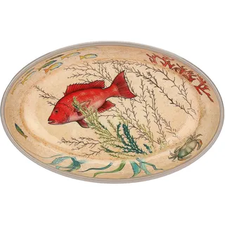 ROSE & TULIPANI MILANO Nador Sea Life Set 2 ovale Teller 100% Melamin 24x15cm in Geschenkbox