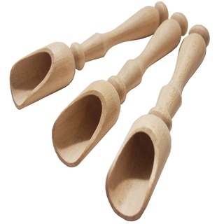 EFO Schaufel Holz - Löffel Holz – Gewürzlöffel Holz – Messlöffel – Löffel Holzgriff – Messschaufel – Salzlöffel Holz 3-er Set: 14 cm (B) mit langem Griff