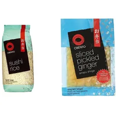 Obento Sushi Reis Klebreis, 1000 g | 1kg (1er Pack) & Sliced Pickled Ginger (Eingelegter Ingwer in Scheiben), 100 g