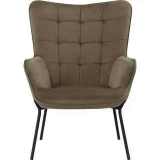 Home affaire Loungesessel »Luukas, Ohrensessel mit Metallbeinen,« 1 Stk. tlg. Stoff recyceltes Polyester, Sitz und Rücken gepolstert, Sitzhöhe 46 cm, braun