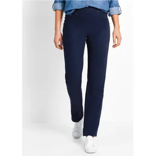 Schlupfhose BONPRIX "Twill Treggings aus elastischem Baumwoll-Mix", Damen, Gr. 44, N-Gr, blau (dunkelblau), Twill, Obermaterial: 97% Baumwolle, 3% Elasthan, unifarben, washed, regular fit lang, Hosen Schlupfhose, aus elastischem Baumwoll-Mix, Regular Fit, gerades Bein