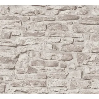 A.S. Création Steintapete Greige Grau Bricks & Stones 388153 - Vliestapete Naturstein - 10,05m x 0,53m - Made in Germany