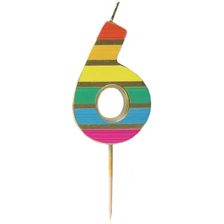 Talking Tables Zahl Sechs 6 Regenbogen-Geburtstagskerze für Kuchen Tortenaufsatz-Dekoration Premium-Qualität Zahlenkerzen Jubiläumsparty Meilensteinalter 5,5 cm Höhe recycelte Verpackung