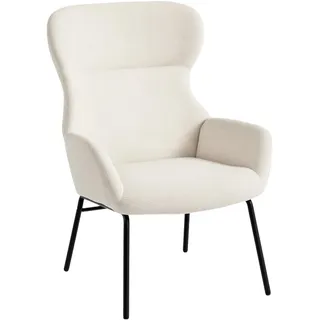 Homcom Ohrensessel mit Relax-Funktion Leinenoptik 75 x 100 x 80 cm Cremeweiß
