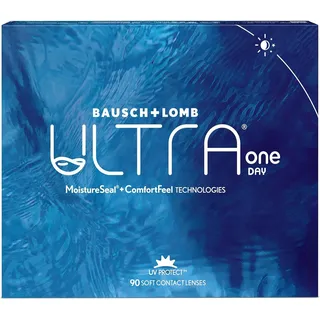 Bausch + Lomb ULTRA ONE DAY, Tageslinsen, 90 Stück, -4,50 Dpt | Bausch + Lomb, Sphärische Tageslinsen, 16 Stunden Komfort, Schutz 95% UVB & 50% UVA, BC 8.60 mm, DIA 14.2 mm