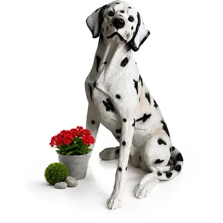 Relaxdays Gartenfigur Hund 83 cm Weiß/Schwarz