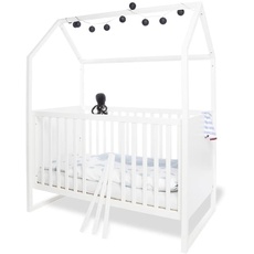 Babyzimmer Möbel Spar-Set 'Hilda & Pan' breit, mit Wickelkommode und Kinder-Hausbett, weiß