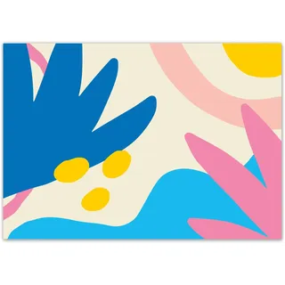 younikat Tischunterlagen Abstrakt Sommer - 100 Stück eckig I Platz-Set aus Papier I modernes Design blau rosa gelb I Einweg Tischset I bunt I Gastronomie und Haushalt I you0041