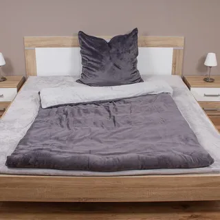 2tg Cashmere Touch Wende-Bettwäsche Uni Grau/Anthrazit - Grau