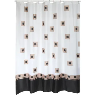 MSV Anti-Schimmel Duschvorhang - Anti-Bakteriell, waschbar, wasserdicht, Polyester, 180x200cm Hoto Weiß Braun