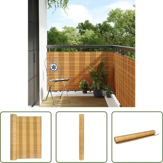 The Living Store Balkon-Sichtschutz Hellbraun 300x90 cm Poly Rattan - Braun