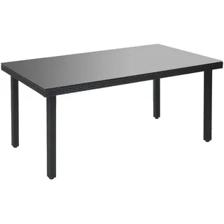 MCW Poly-Rattan Gartentisch rechteck Anthrazit , Kunststoff , 160x74x90 cm , Gartenmöbel, Gartentische
