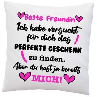 LIEBTASTISCH Kissen mit Spruch - ''Beste Freundin, Ich Habe versucht für Dich das perfekte.''- Deko-Kissen - weiß 40cm x 40cm - Liebe - optimales Geschenk - Überraschung - Geburtstag - Weihnachten