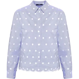 Klassische Bluse ZERO "Bluse mit Streifen und Stickerei", Damen, Gr. 36, bunt (blauweiß), Obermaterial: 90% Polyester PES. 10% Baumwolle CO., Blusen Klassische Bluse