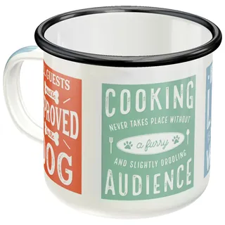 Nostalgic-Art Retro Emaille-Tasse, 360 ml, PfotenSchild – Dog Rules – Geschenk-Idee für Hunde-Besitzer, Original Lizenzprodukt (OLP), Camping-Becher, Vintage Design