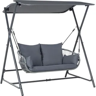 BELIANI Gartenschaukel Dunkelgrau Stoff Stahl mit Verstellbarem Dach 2-Sitzer Modernes Design Hollywoodschaukel Outdoor Garten Terrasse - Grau