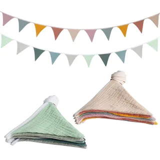 AiQInu 2 Stück Bunt Wimpelkette Kinderzimmer, Girlande Kinderzimmer Deko zum Aufhängen, Mädchen Jungen Kinderzimmer Deko für Babybett, Kinderbett, Party, Geburtstag, Hochzeit