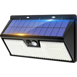 vighep Solarlampen für Außen mit Bewegungsmelder, 318 LED Superhelle Solarleuchten, Aussenleuchte mit 3 Modi, IP65 Wasserdichte Aussenlampe für Garten, Garage, Haustür, Treppe, Kaltweiß, 1 Stück