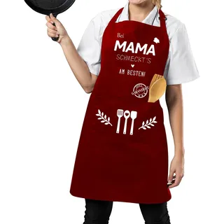 Tarklanda Muttertagsgeschenke Mama Geschenke Schürze Verstellbare Kochschürze Damen Weinrot Backschürze als Geburtstagsgeschenk, Geschenk für Mama zum Geburtstag, Muttertag
