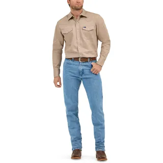 Wrangler Herren Ms70319_x Arbeits Utility Hemden zum Knöpfen, Khaki, L Lang EU